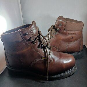 Wolverine Brown Leather EH HARD Steel Toe Work Boots 10M